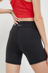 Reebok edzős rövidnadrág Lux fekete, sima, magas derekú - fekete M