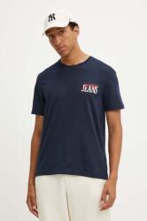 Guess Jeans pamut póló sötétkék, férfi, nyomott mintás, M4YI48 K8FQ4 - sötétkék S