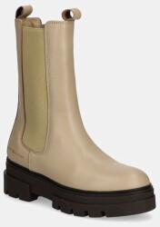 Tommy Hilfiger bőr bokacsizma MONOCHROMATIC CHELSEA BOOT bézs, női, lapos talpú, FW0FW06730 - bézs Női 41