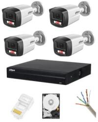 Dahua Sistem supraveghere complet Dahua 4 camere IP 4 MP Dual Light IR 30m WL 30m Microfon NVR 4 canale HDD si accesorii instalare incluse SafetyGuard Surveillance