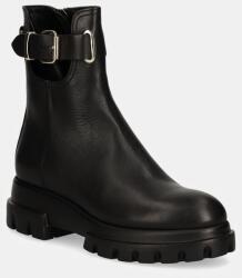 AGL bőr csizma Chunky Lowboot fekete, női, lapos talpú, D756593PGKA2131013 - fekete Női 41