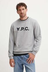 APC A. P. C. pamut melegítőfelső sweat standard grand vpc GOTS szürke, nyomott mintás, COHBN. M27907 - szürke M