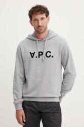 APC A. P. C. pamut melegítőfelső hoodie standard grand vpc GOTS szürke, nyomott mintás, kapucnis, COHBN. M27908 - szürke XL