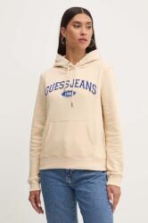 Guess Jeans felső bézs, női, nyomott mintás, kapucnis, W4YQ09 KC811 - bézs XL