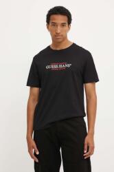 Guess Jeans pamut póló fekete, férfi, nyomott mintás, M4YI42 K8FQ4 - fekete XL