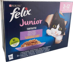 FELIX Fantastic Junior aszpikos eledel csirkével, marhával, lazaccal és szardíniával kölyökmacskáknak - Multipack (9 karton | 108 alutasak | 108 x 85 g) 9.18kg