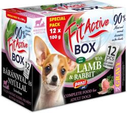 Panzi FitActive Fit-a-Box alutasakos eledel kutyáknak bárányos és nyulas ízben (4 doboz |4 x 2 x 6 x 100 g | 24 db bárányhúsos alutasak | 24 db nyúlhúsos alutasak) 4.8kg