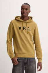 APC A. P. C. pamut melegítőfelső hoodie standard grand vpc GOTS zöld, nyomott mintás, kapucnis, COHBN. M27908 - zöld L