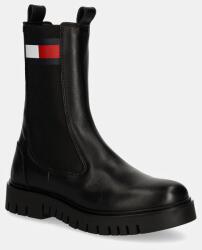 Tommy Jeans bőr bokacsizma TJW LONG CHELSEA BOOT fekete, női, platformos, EN0EN02625 - fekete Női 38