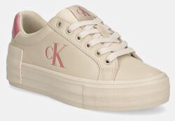 Calvin Klein bőr sportcipő VULC FLATFORM LOW MG LTH bézs, YW0YW01613 - bézs Női 36