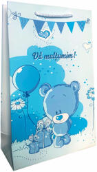 Paper Craft SET 10 pungi de cadou medie pentru botez cu model albastru