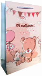 Paper Craft SET 10 pungi de cadou medie pentru botez cu model roz