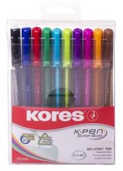 Kores Golyóstoll készlet, 1, 0 mm, kupakos, háromszögletű, KORES "K1-M", vegyes színek - 10db (IK37150) - papiruniverzum