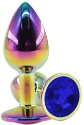 Guilty Toys Metal Anal Plug, Large, Multicolor, Dark Blue Crystal