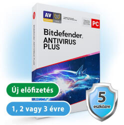 Bitdefender Antivirus Plus HUN 5 Eszköz 1 év online vírusirtó szoftver (AV01ZZCSN1205LEN)