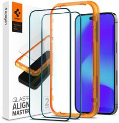 Spigen iPhone 15 Pro Max Spigen Alm Glass FC 2x üvegfólia fekete (AGL06875)
