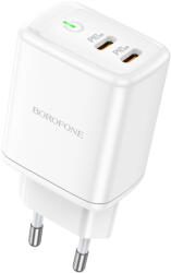 BOROFONE BN9 Reacher hálózati töltő adapter 2xType C QC 3.0 PD 35W fehér