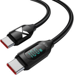 Wozinsky WUCCC2 USB C - USB C kábel kijelzővel PD 100W 2m fekete