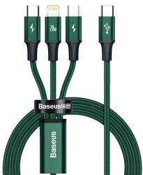 Baseus Micro USB Type-C - Lightning/ USB Type-C/ Micro USB kábel 1.5m zöld Baseus Rapid 3in1 (CAMLT-SC06)