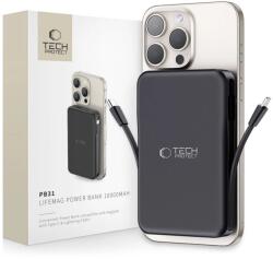 Tech-Protect LifeMag PB31 Powerbank MagSafe kompatibilis 10000mAh 15W USB-C / USB-A / beépített USB-C / Lightning kábelek - fekete