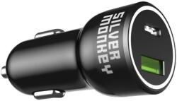 Silver Monkey SMA078 autós töltő 1xUSB-C 1xUSB-A 45W PD QC - fekete - smartdiszkont
