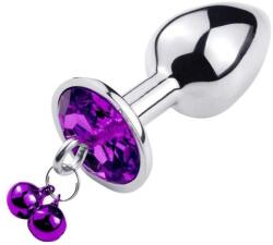 Passion Labs Dop Anal Metalic cu Clopotei Ring My Bells, Argintiu/Mov, Medium, 8 cm, Passion Labs