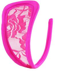 STD Invisible Strapless C-String Transparent Floral Lace Pink