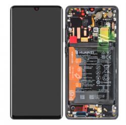 Huawei P30 Pro (2019) Előlap Keret+LCD Kijelző+Érintőpanel+Akkumulátor, Fekete, Aurora Black (gyári, A Grade direct from Huawei, 02355MUL, 02355UMW, 02354NAF)