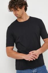 Sisley t-shirt fekete, férfi, sima - fekete XL