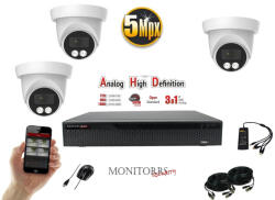 Monitorrs Security - AHD dóm kamerarendszer 3 kamerával 5 Mpix - 6197K3