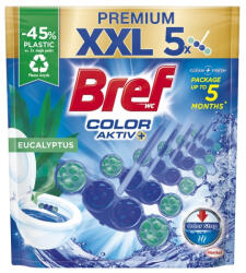 Bref color aktiv Premium XXL - Eucalyptus WC tisztító&illatosító Blok 5x50g