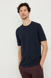 Sisley pamut póló sötétkék, sima - sötétkék M - answear - 6 190 Ft