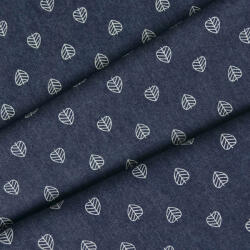 Takoy Vékony farmer anyag/ jeans 120g sötétkék levélmintás nyomattal
