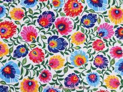 Pamut anyag folklór - fehér - kis kanavára (40 x 50 cm) (01231)