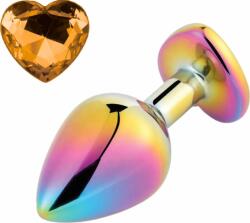 Guilty Toys Anal Plug Rainbow Buttplug Small, Heart Shape, Orange Crystal