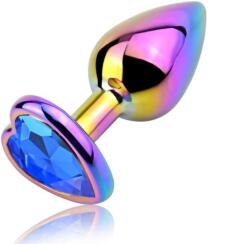 Guilty Toys Anal Plug Rainbow Buttplug Large, Heart Shape, Dark Blue Crystal