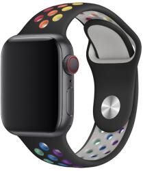 DEVIA Apple iWatch Devia Delux Sport 2 38/40/41mm Óraszíj - Fekete/Szivárvány