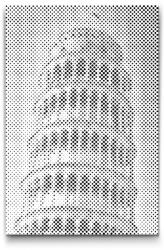  PontPöttyöző - Ferde torony közelről Méret: 40x60cm, Keretezés: Kartonlemezen, Szín: Piros