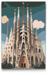 Festés számok szerint - Sagrada Familia közelről Méret: 40x60cm, Keretezés: Keret nélkül (csak a vászon)