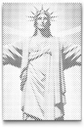  PontPöttyöző - Jézus szobra közelről Méret: 20x30cm, Keretezés: Műanyagtáblával, Szín: Fekete