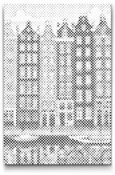  PontPöttyöző - Házak Amszterdamban Méret: 40x60cm, Keretezés: Műanyagtáblával, Szín: Kék