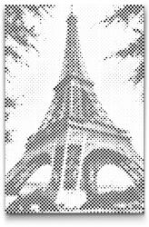 PontPöttyöző - Eiffel-torony oldalról Méret: 20x30cm, Keretezés: Műanyagtáblával, Szín: Fekete