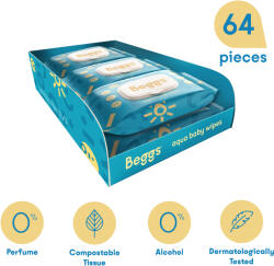 Beggs 6x Beggs nedves öblíthető törlőkendő (64 db)