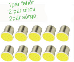  BA15S led 10db csomag fehér, piros, sárga! (131AB)