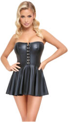 Cottelli Collection - fényes miniruha rakott szoknyával (fekete) (27189101031) - szexshop