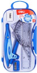 Deli Trusa geometrie Deli DLEG30204, 7 piese, cutie plastic, Albastru (DLEG30204/ALBASTRU)