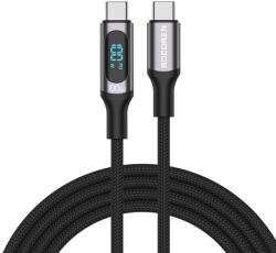 Rocoren USB-C - USB-C 1m 100W PD gyorstöltő kábel kijelzővel (szürke)