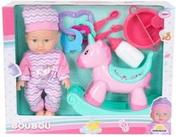 BouBou Papusa bebelus cu balansoar si accesorii, Boubou, 30 cm Papusa