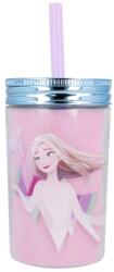 Stor - Műanyag termopohár csavaros kupakkal és szívószállal DISNEY FROZEN, 370ml, 60455