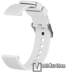 Okosóra szíj, Szilikon, Csíkos textúra, 20mm széles, 85+135mm hosszú, Fehér, Garmin Bounce, Forerunner 165, vívoactive 5, SAMSUNG Galaxy Watch7 40mm, Watch7 44mm, Watch FE, Watch Fit 3 Nylon, Xiaomi H
